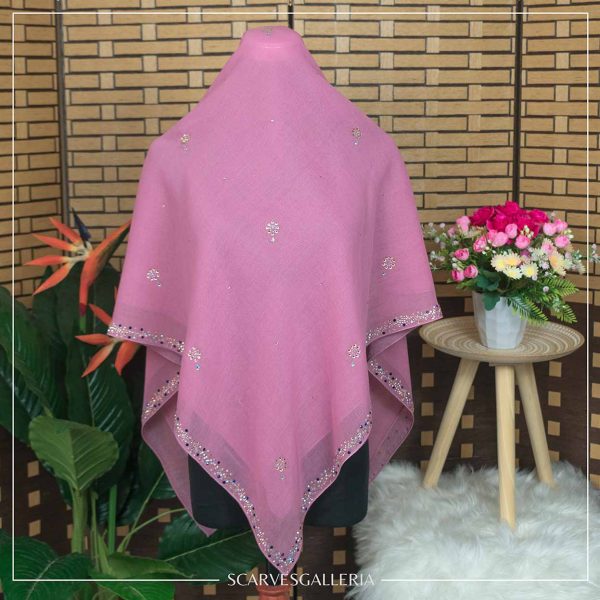 Bawal Razia In PURPLE PINK | Anti-Slip Cotton Voile | Bidang 50 & 55