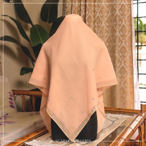 Bawal NADEERA In MEDIUM SALMON | Anti-Slip Cotton Voile | Bidang 45