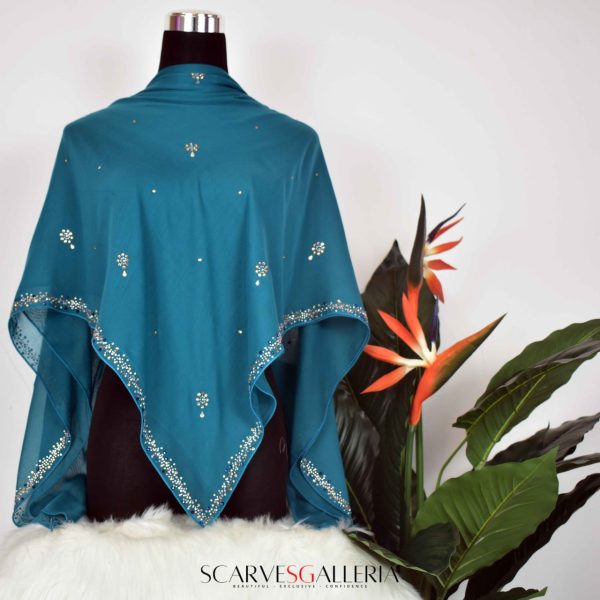 Bawal Razia In PEACOCK BLUE | Anti-Slip Cotton Voile | Bidang 45