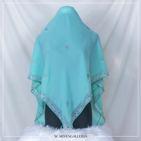 Bawal Razia In BLUE MINT | Anti-Slip Cotton Voile | Bidang 45