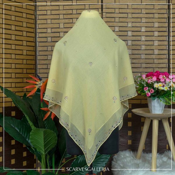 Bawal Razia In SOFT YELLOW | Anti-Slip Cotton Voile | Bidang 45