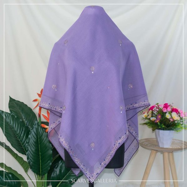 Bawal Razia In MEDIUM COLD PURPLE | Anti-Slip Cotton Voile | Bidang 50 & 55