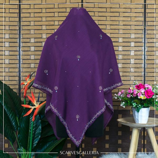 Bawal Razia In INDIGO PURPLE | Anti-Slip Cotton Voile | Bidang 45