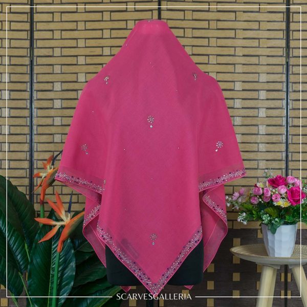 Bawal Razia In NEON PINK | Anti-Slip Cotton Voile | Bidang 45