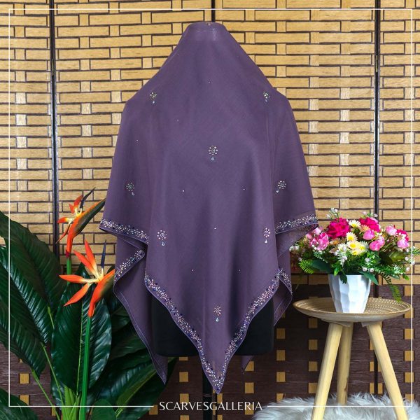 Bawal Razia In DARK GRAPE | Anti-Slip Cotton Voile | Bidang 45