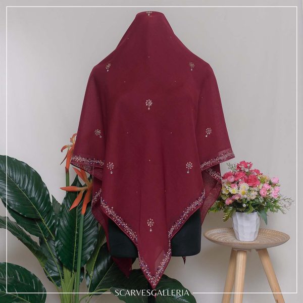 Bawal Razia In MAROON | Anti-Slip Cotton Voile | Bidang 50 & 55