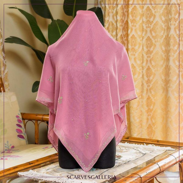 Bawal Magnolia In TEA ROSE | Anti-Slip Cotton Voile | Bidang 50 & 55